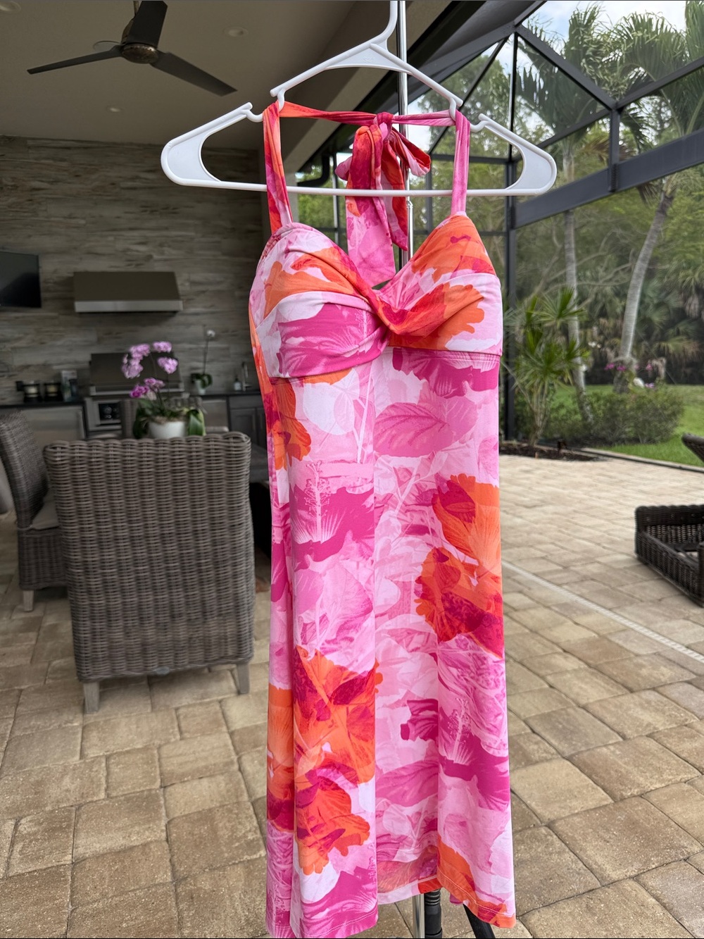 Tommy Bahama Pink Tropical Halter Swim Dress / Cover-Up – Size L